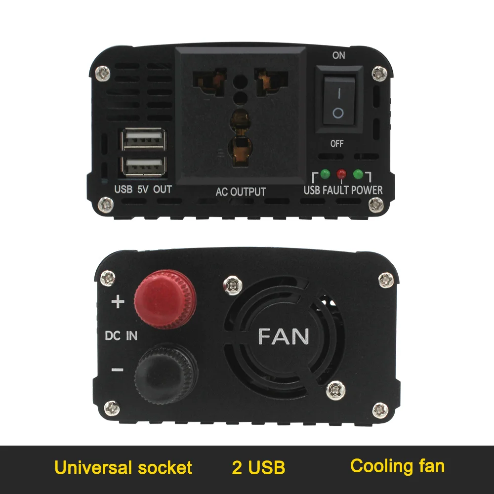 Inversor de onda sinusoidal modificada para coche, fuente de alimentación de 2000 W, doble carga USB, pico de 2000 W, cc 12V/24V a CA 110V/220V