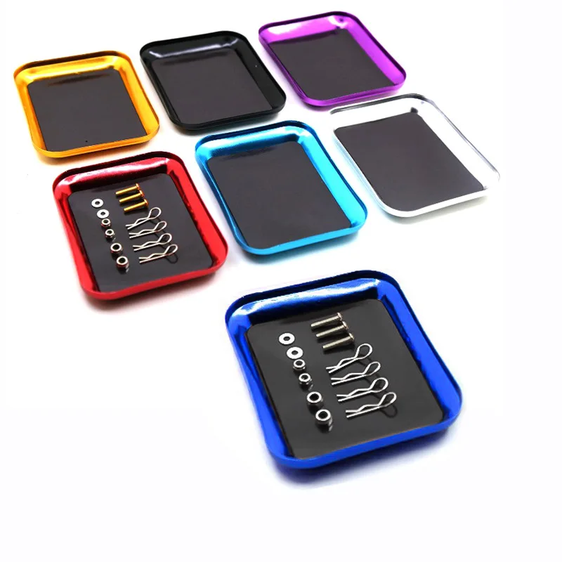 Aluminum Alloy Magnetic Screw Holder Mat for Phone & RC Car Repair, Anti-Slip Tool Organizer Tray with Portable Storage Box