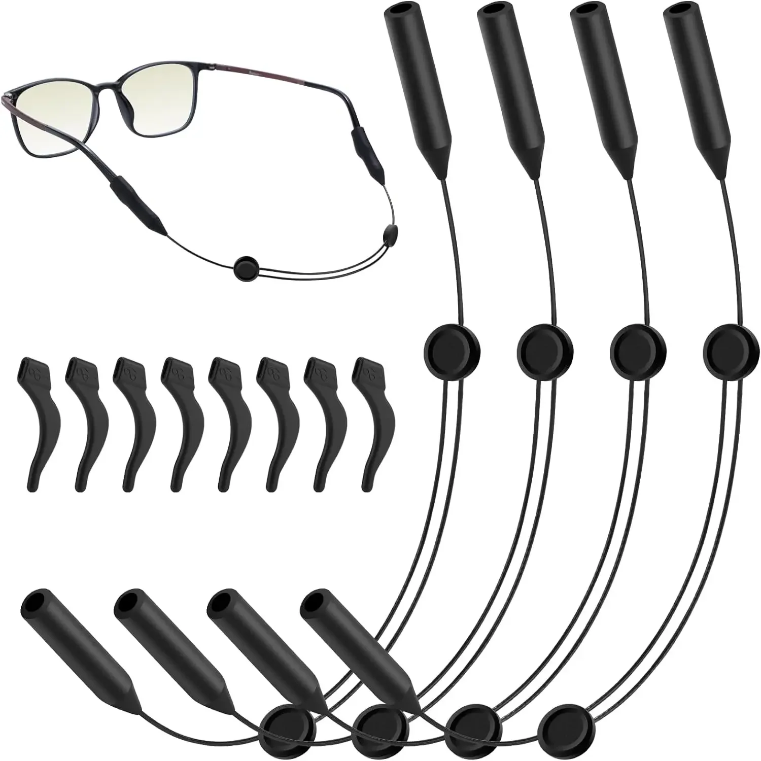 Silicone Eyeglasses Straps with Magnetic Buckles Glasses Sunglasses Elastic Anti-slip Elastic String Ropes for Children Adults