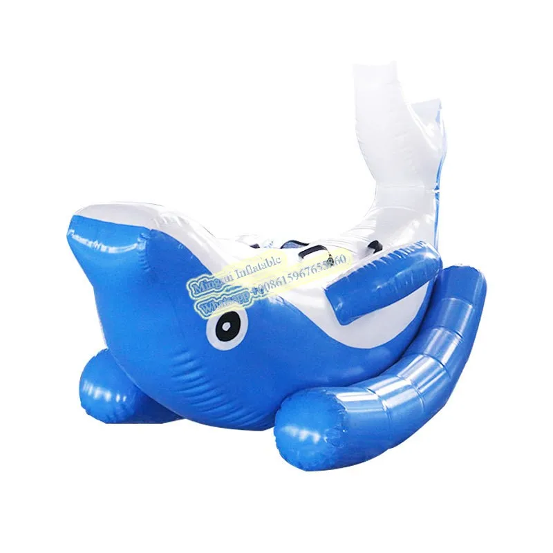 Airtight Funny Games Good Price Adult Floating Inflatable Water Seesaw Blueb Dolphin water sport toys floating PVC tarpauline
