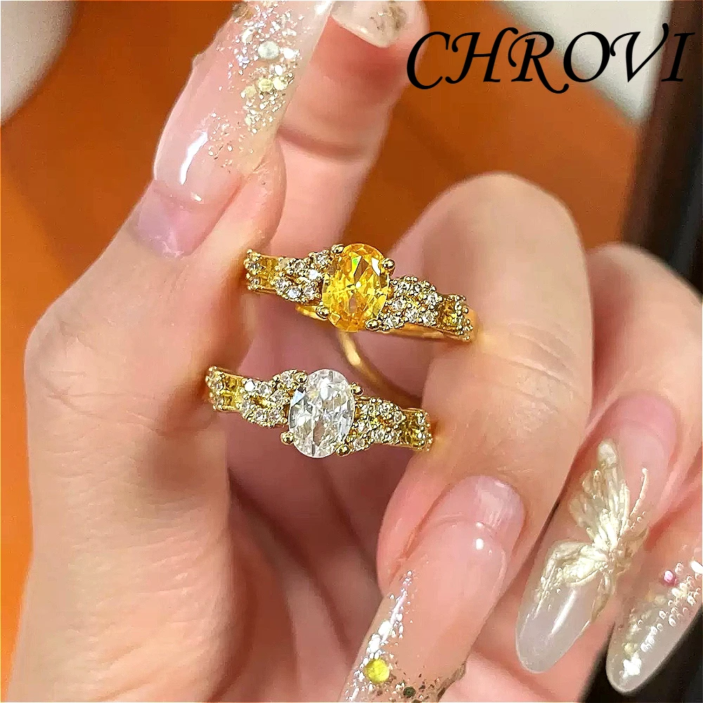 New 925 pure silver luxury ice flower ring - simple business casual vintage middle-aged gold diamond ring for women