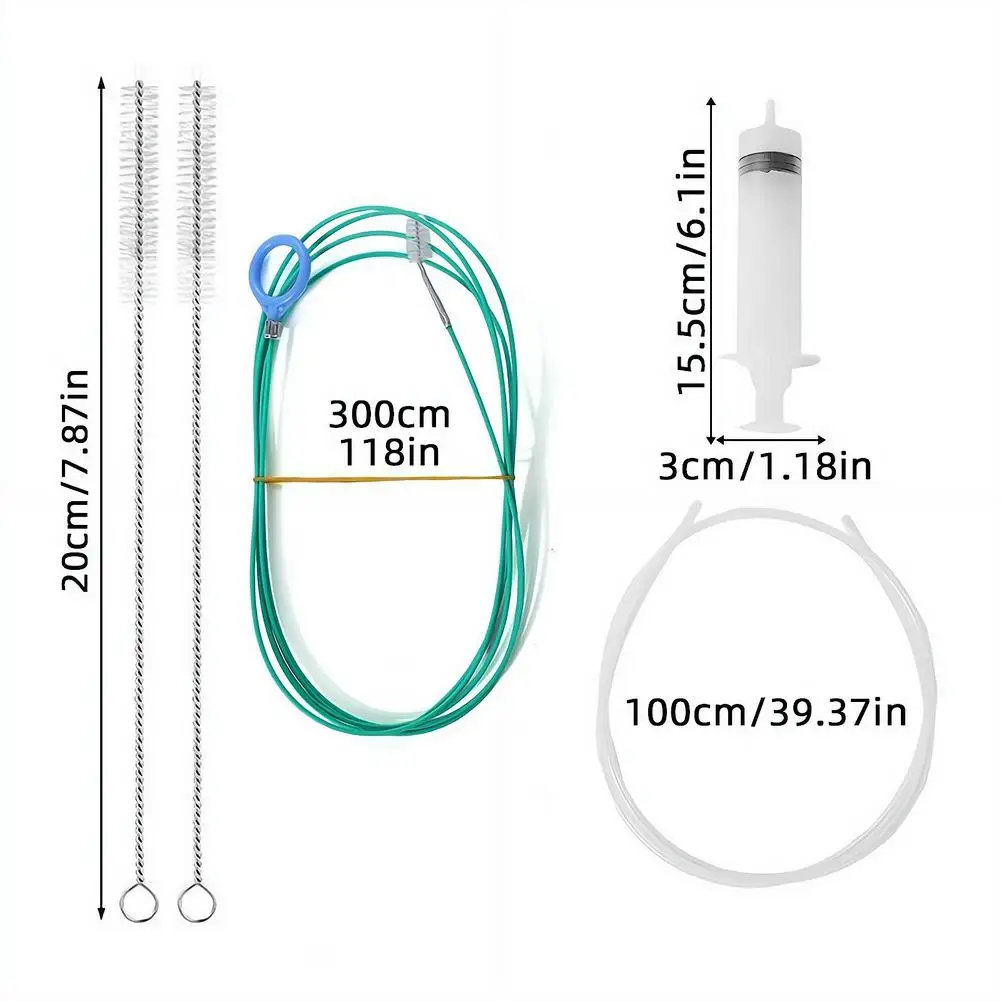 1 Set Auto-Abflussreiniger Reinigungsbürste & Spritzen Ölpumpe mit Schlauch Universelles Auto-Schiebedach-Abflussreinigungsset Lochverstopfungsbürste – Detail 1