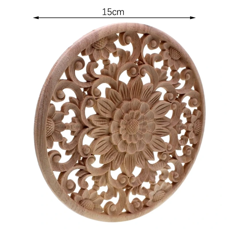 彫刻された花の彫刻が施された丸い木製の燭台,家具,食器棚,装飾的な置物,15x,2個