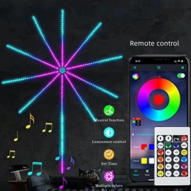 Firework Strip Lights LED Bluetooth App Control Neon Strip Wedding Christmas Rgb Neon String Light Bedroom Decor Dream Light