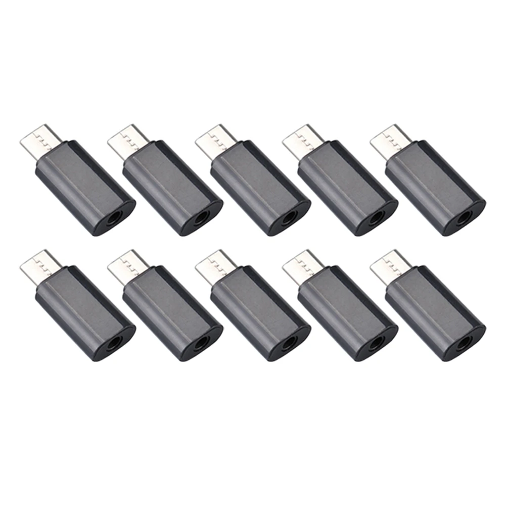 10Pcs USB C To 3.5 Mm Headphone Jack Adapter Compatible with Type C To Headphone Auxiliary Cable Digital Converter Black