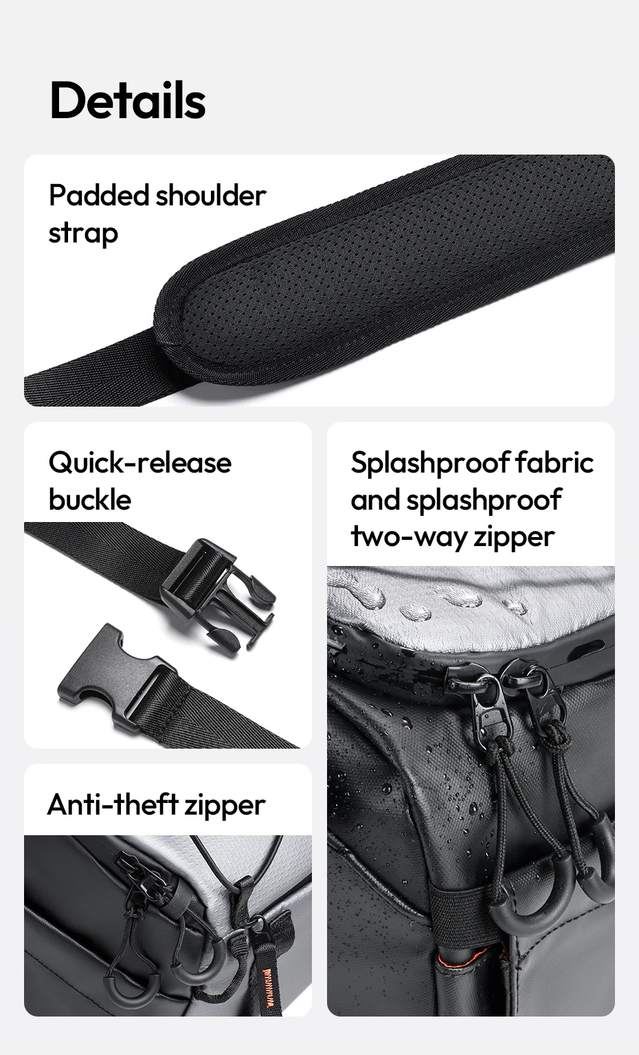 Ulanzi SU02 13L Umhängetasche für Kameras, Objektive, Laptops, Reisen, Schultertasche, Handgepäckhülle mit abnehmbarem Trennwand – Detail 13