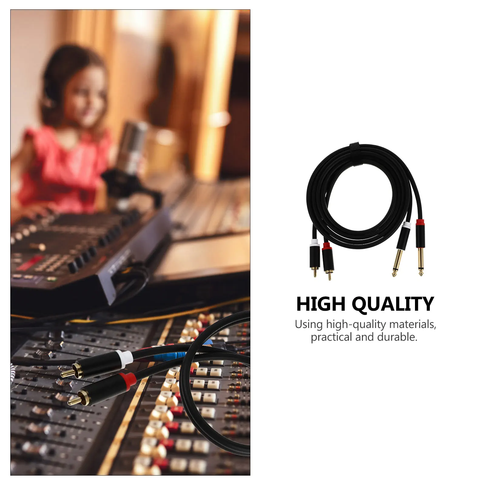 

2 Pcs Audio Cable Speakers Cord Simple Recorder Amplifier PVC Wire Aluminum Alloy Durable Anti Interference Audio