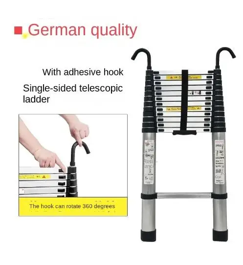 2M 2.6M aluminum alloy ladder portable telescopic household folding hook, foot pedal single ladder indoor and outdoor