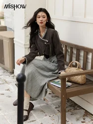 MISHOW Plaid Tweed Suspender Dress Irregular Jacket Separately Women Winter Short Jacket Contrast Patchwork Dress MXD45L2050