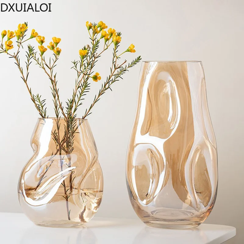 Modern minimalism special-shaped stained glass vase living room desktop flower arrangement  nordic style home decor vases