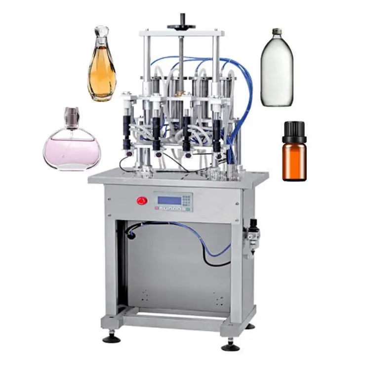 Liquid Filling Line Wine Pump Small High Precision Automatic 4 Heads Silver Vacuum Perfume Weighing Filling Making Machine