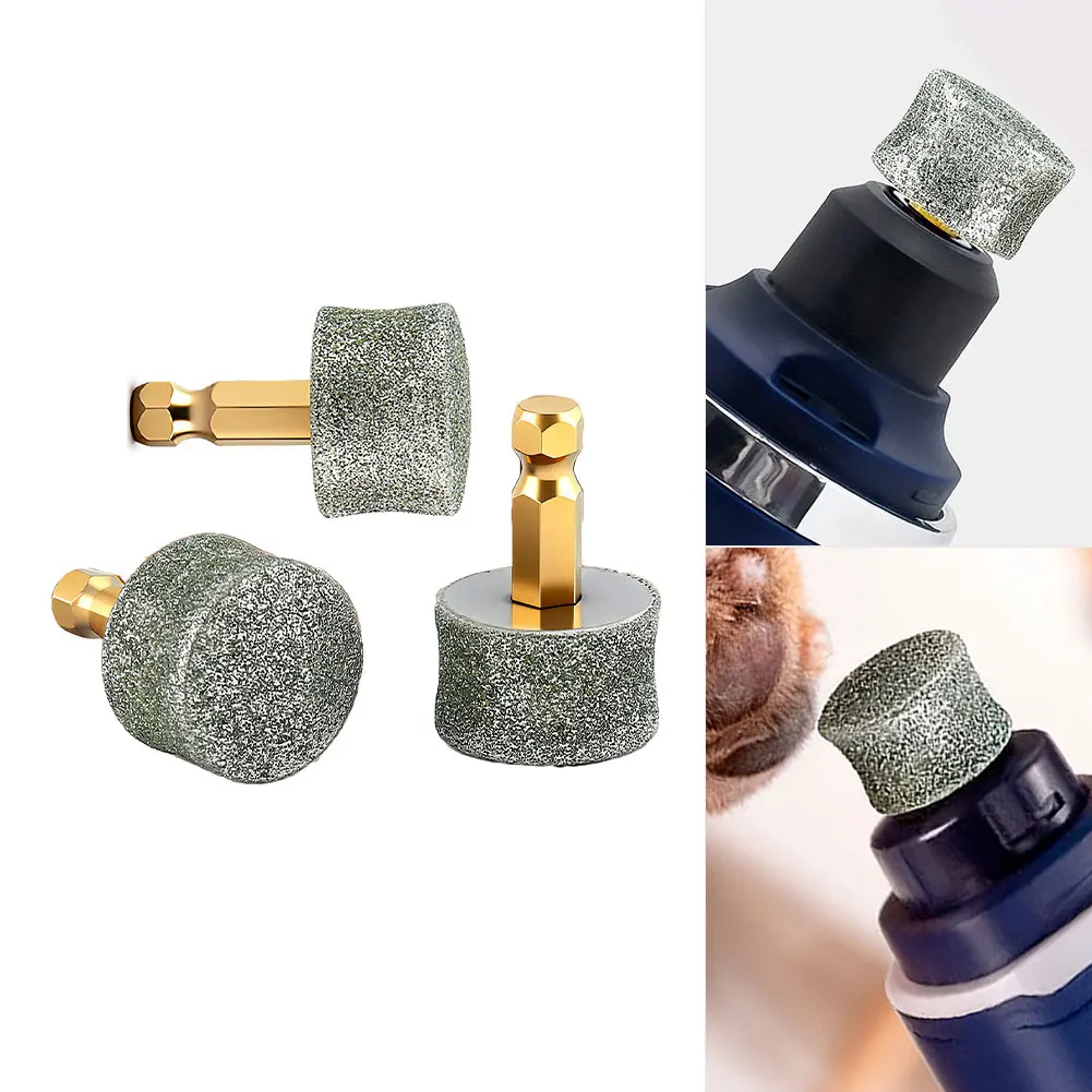 

Electric Pet Nail Grinder Replacement Head 3pcs Set with Grit 60 and 80 Copper Diamond Material for Fine Nail Care