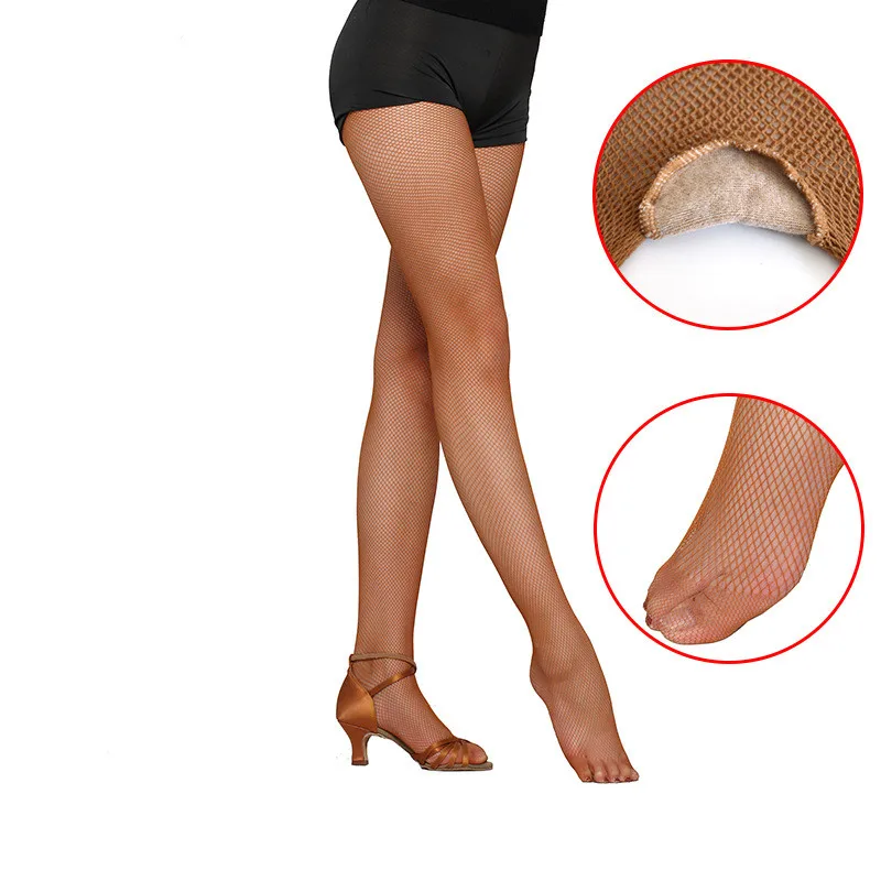 2Pair/Lot Latin Dance Fishnet Stockings Hard Yarn Caramel Nylon Tights Sexy Women Bodystocking Pantyhose