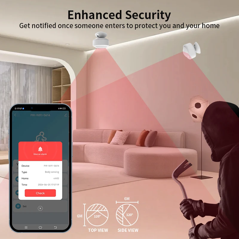 Tuya WIFI Human PIR Motion Sensor Motion Sensor Infrared Detector Security Smart Life Works With Alexa Google Home Voice Control