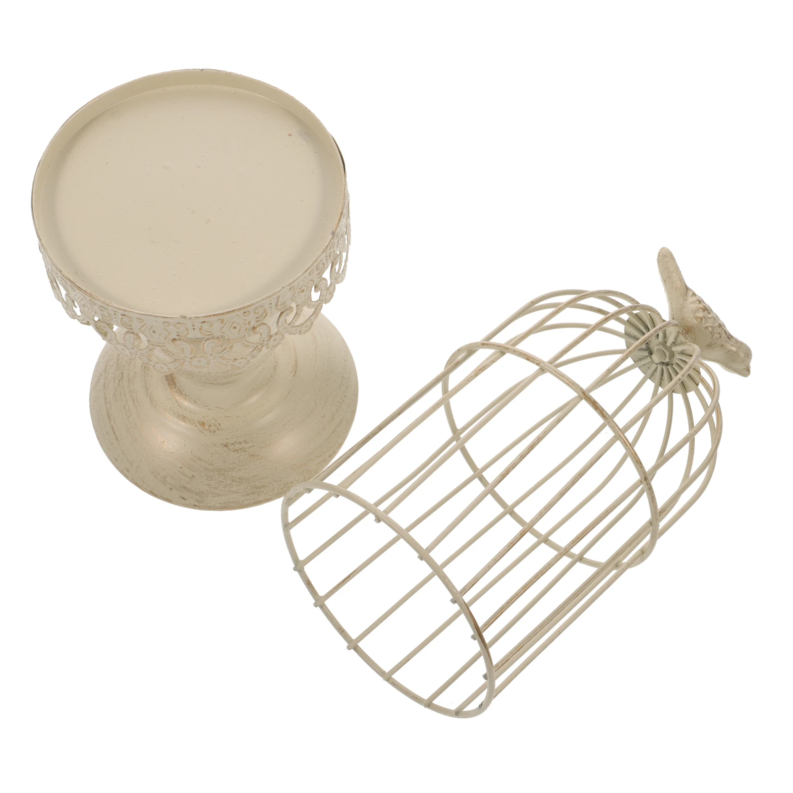 

1pc Retro Birdcage Candleholder Iron Stand Decor Home Wedding Event Light Grey Metal Classic Fashionable Romantic Stand