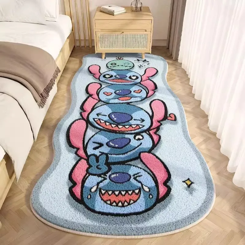 Disney Anime Stitch Plush Home Rug Mickey Mouse Kuromi Living Room Kitchen Non Slip Carpet Bedside Decorative Floor Mat