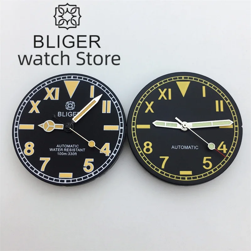 إكسسوارات ساعة بليجر دايت ، مضيئة ، مؤشر روماني ، يد ، أسود ، رمادي ، أبيض ، ذهبي ، مناسب لـ NH35 ، حركة NH36 ، 29