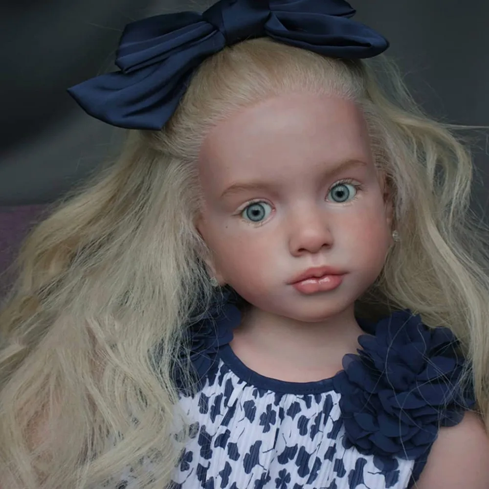 Lifelike 42'' Reborn Doll Painted Kit Toddler Girl with Long Hair Cloth Body Toy