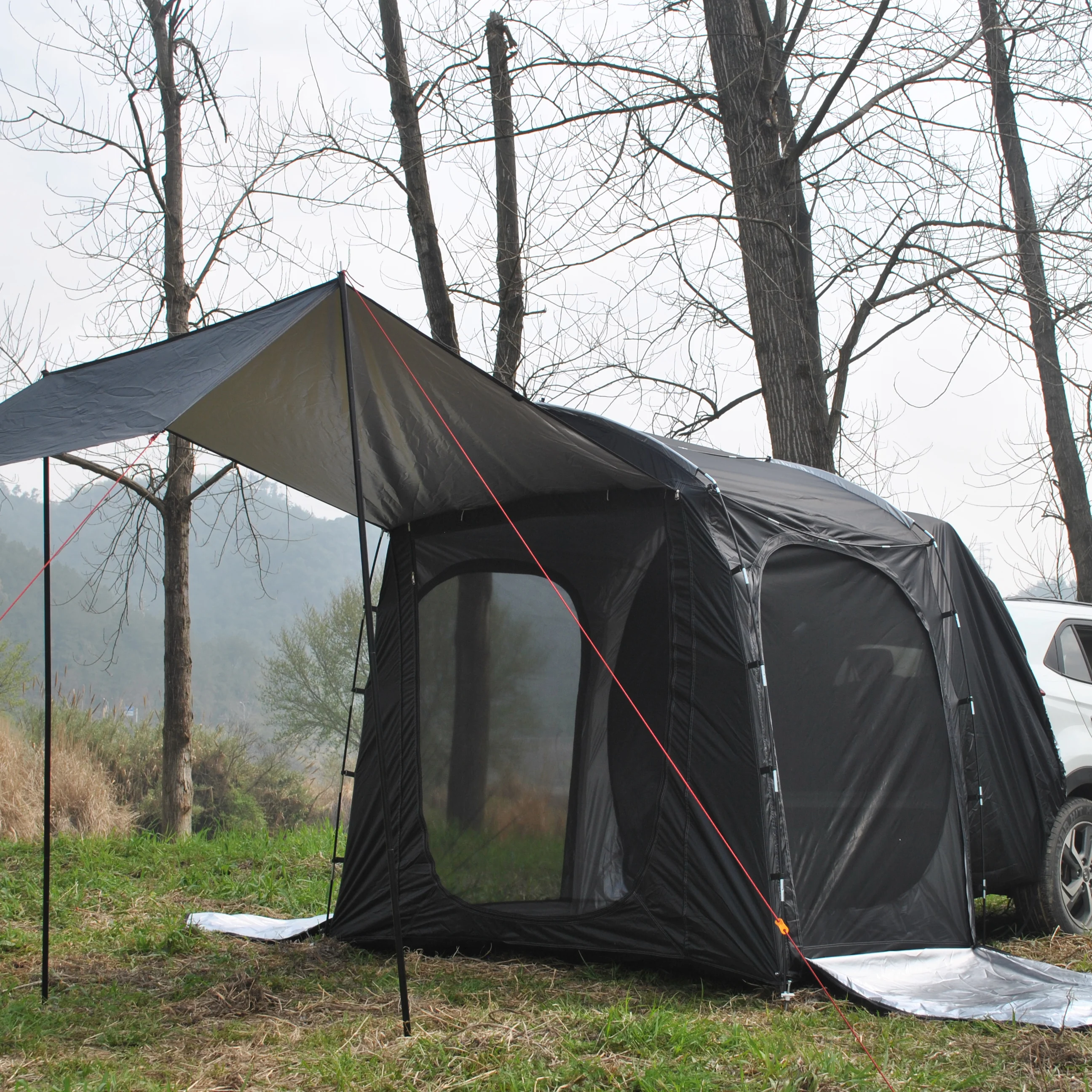 

Multi-use Car Tent with Awning, 4 Person Car Rear Tent, Vehicle SUV Tent, Can Be Used without Car Tailgate Tent