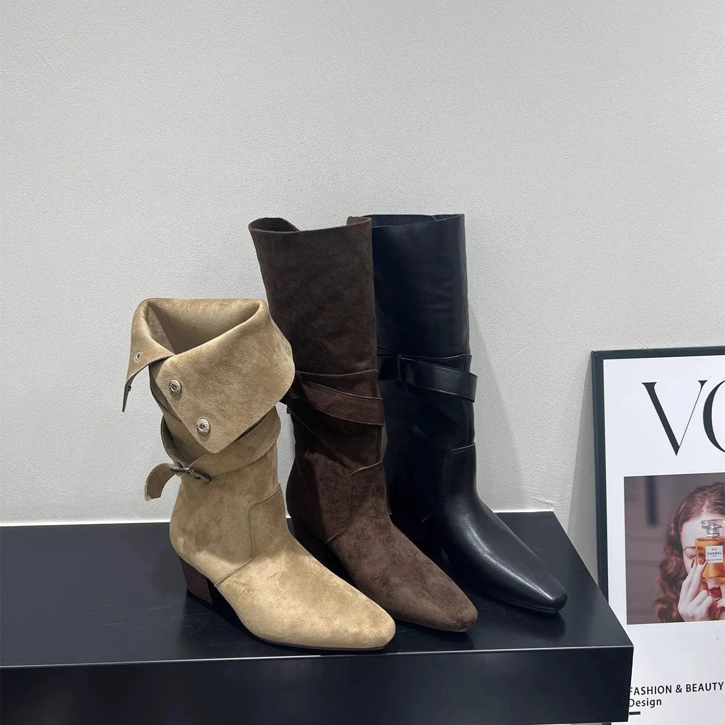 

Pile Knight Boots Women's Boots 2025 Autumn Winter Brown Long Barrel Thin Long Boots Women