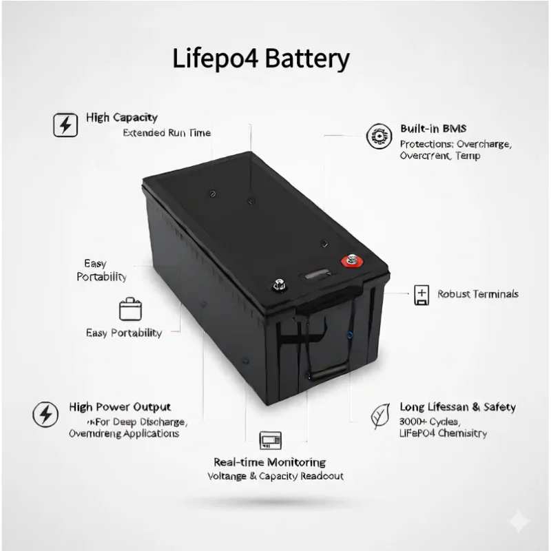 12V 500AH Lifepo4 Lithium Battery with Bluetooth BMS APP Waterproof 4S 12.8V for Golf Cart Boat Storage Solar Application