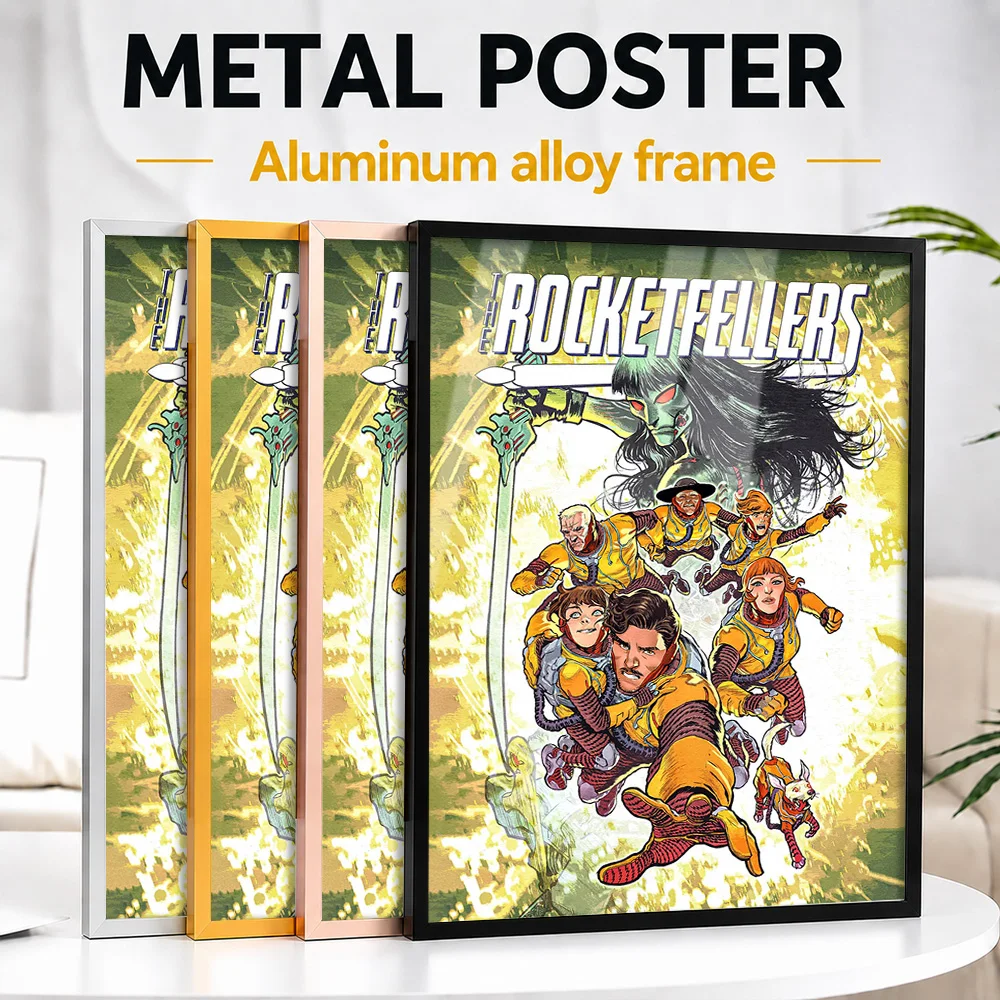 The Rocketfellers Comic Book Framed Aluminum Metal Poster Personalized Illustrated Wall Art For Home Office And Reading Room