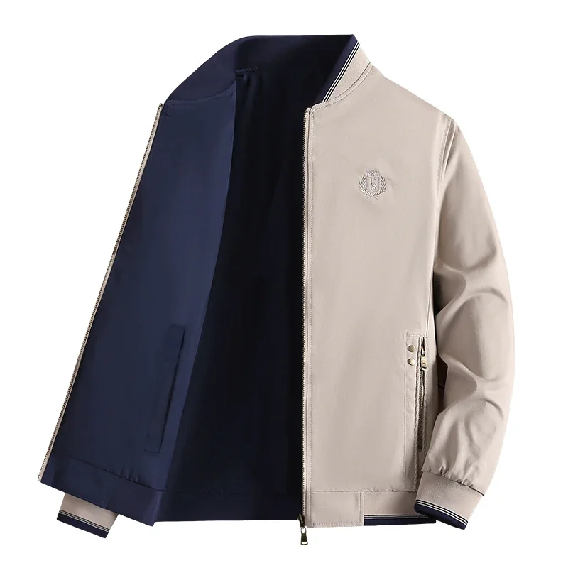 

Autumn Fashion Coat High Quality Embroidery Jackets for Men Spring Bomber Jacket Reversible Men Casual Slim Fit Baseball Jacket