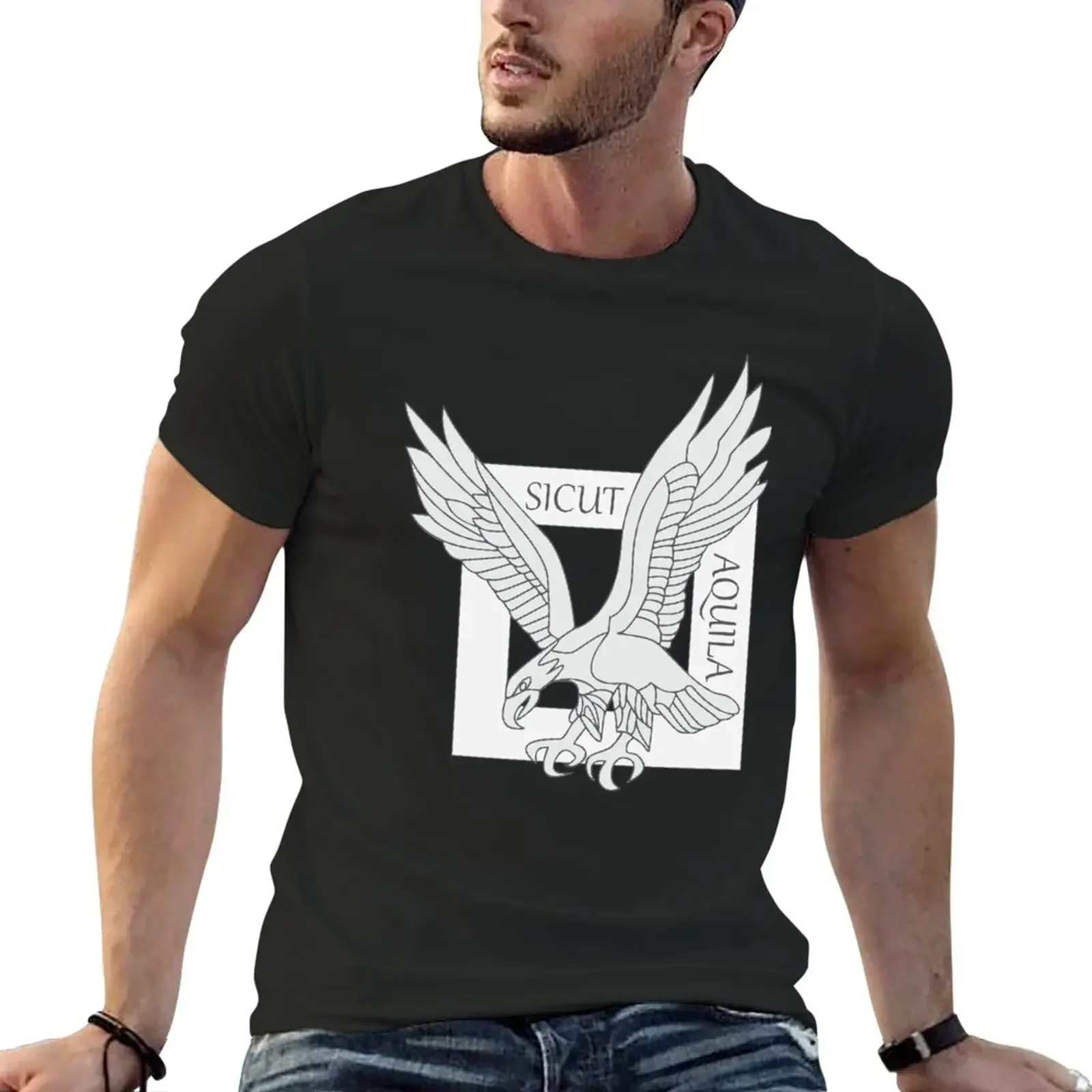 Graphics T Shirt Mens Funny Sicut Aquila - Fusiliers Commandos De L'Air - French Air Force T-Shirt Harajuku Men Clothing Style