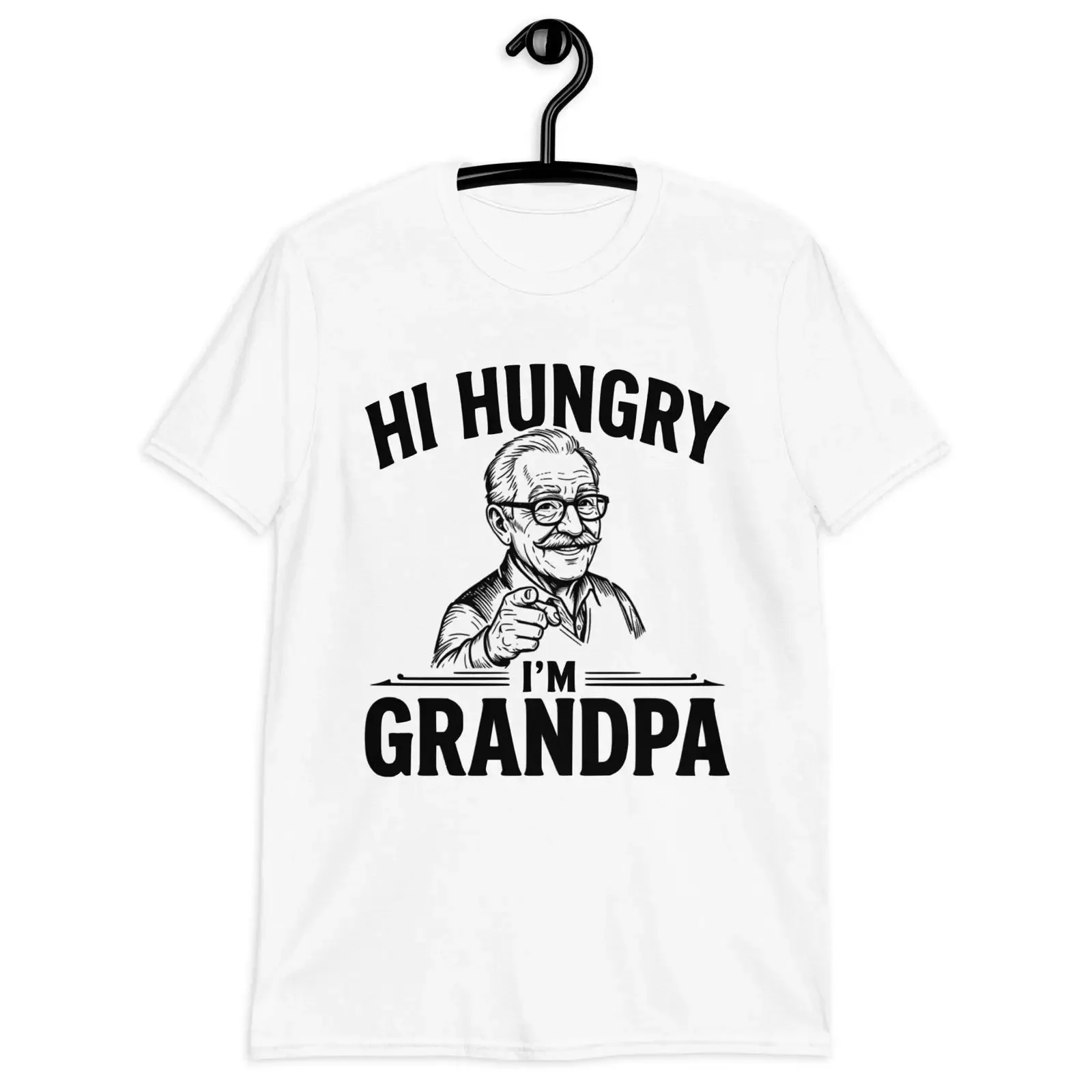 Hi Hungry Im Grandpa T Shirt Funny Humor Grandfather Dad Joke Family  vintage Washed streetwear Top For Everyday Wear Stretched