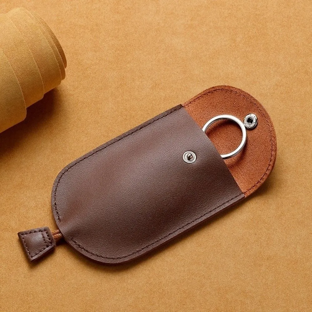Mini Key Holder Large Capacity Household Key Case with Pull-Out Design Faux Leather Key Chain Key Bag For Cars, Office, Travel