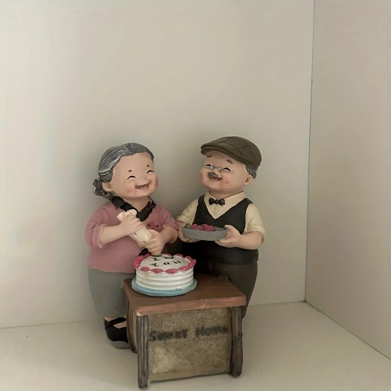 Classic Resin Grandparents Statue Inspiring Elderly Couple Sculptures, Living Room And Bedroom Decoration Perfect For Hanukkah,