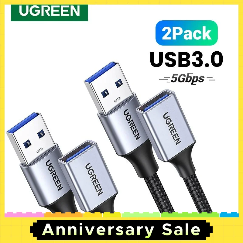 

Ugreen 2Pack USB 3.0 Cable USB Extension Cable Male to Female Data Cable USB3.0 Extender Cord for PC USB Extension Cable