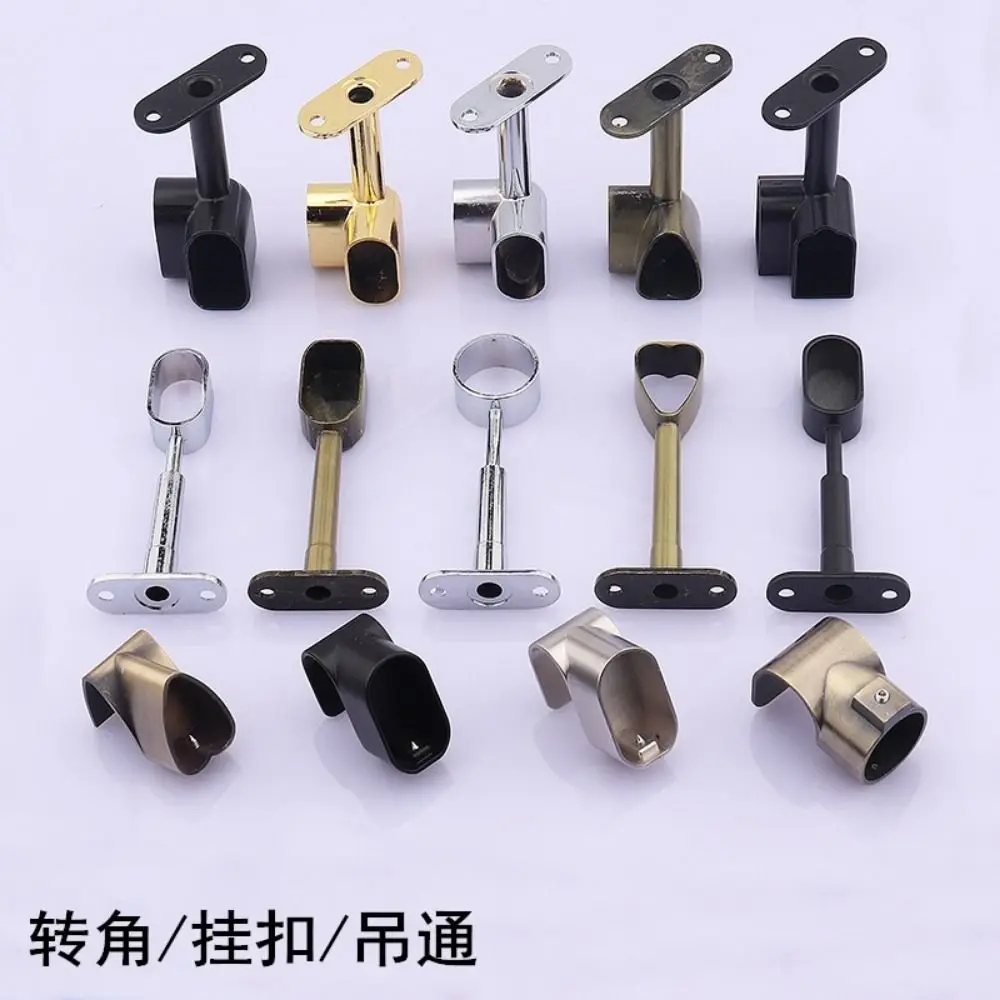 Zinc Alloy Pipe Bracket Inner Dia.16mm Half/All Pass Corner Flange Seat Ceiling Fixed Black Silver Gold Wardrobe Hanger