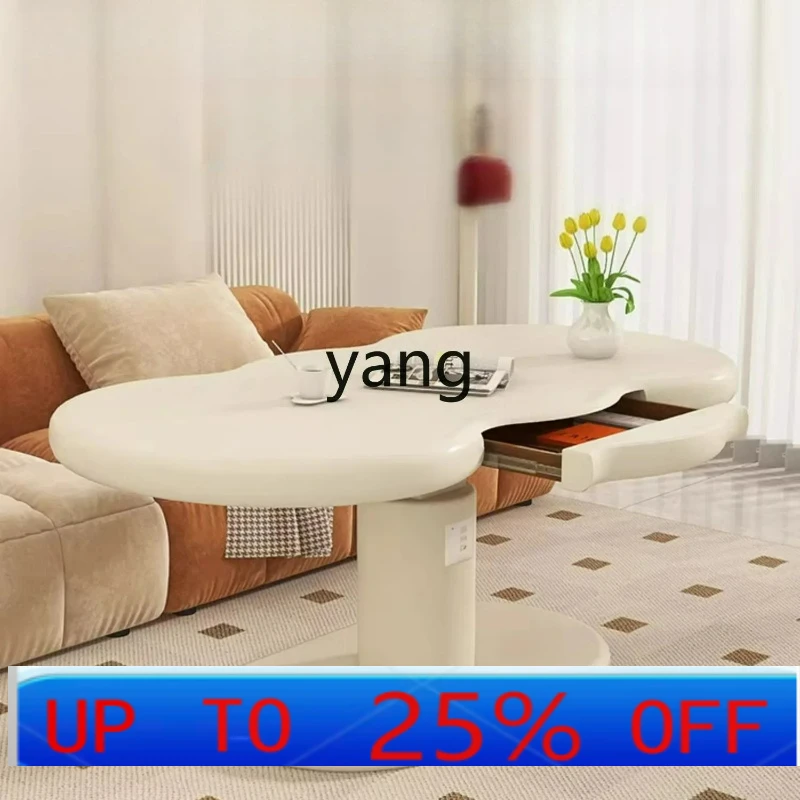 

LTT cream wind liftable coffee table modern simple living room home creative special-shaped coffee table