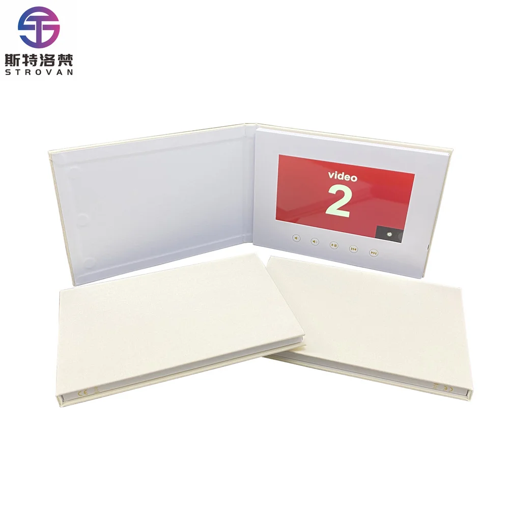 

Linen Video Wedding Photo Album Book Lcd Video Brochure 7 Inch
