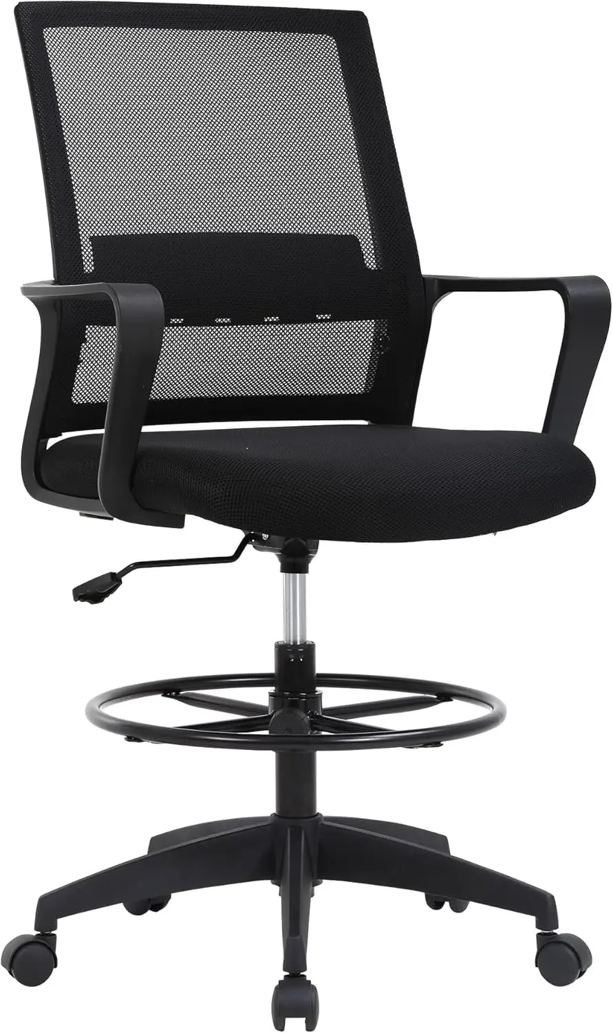 

Drafting Chair Tall Office Chair Adjustable Swivel Rolling Mesh Height With Lumbar Support Arms Footrest Mid Ba For Adults