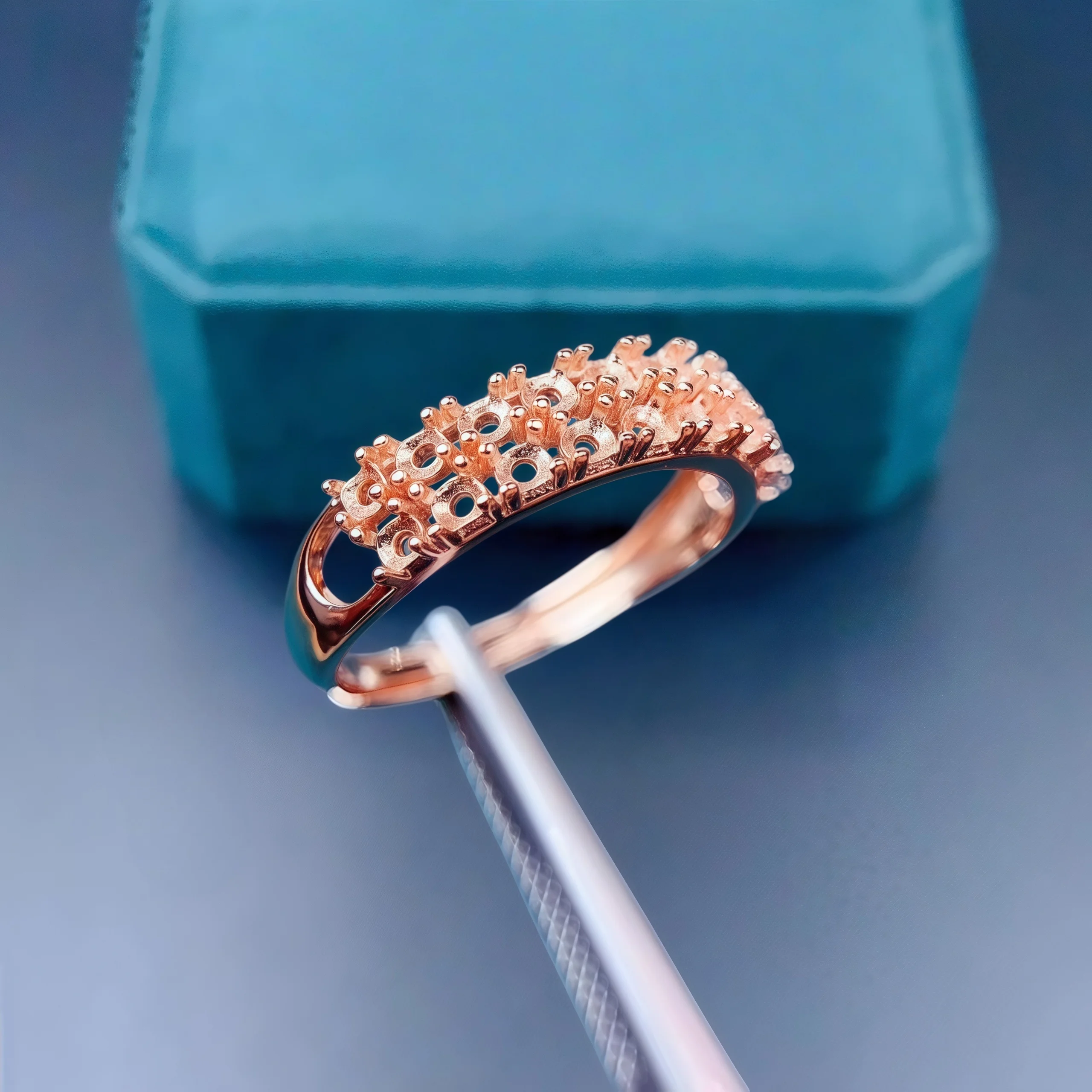 

L S925 Sterling Silver Fashion Ring Holder DIY Empty Support Inlay 2mm Round Stone Fine Charm Jewelry Women Accessory Wholesale