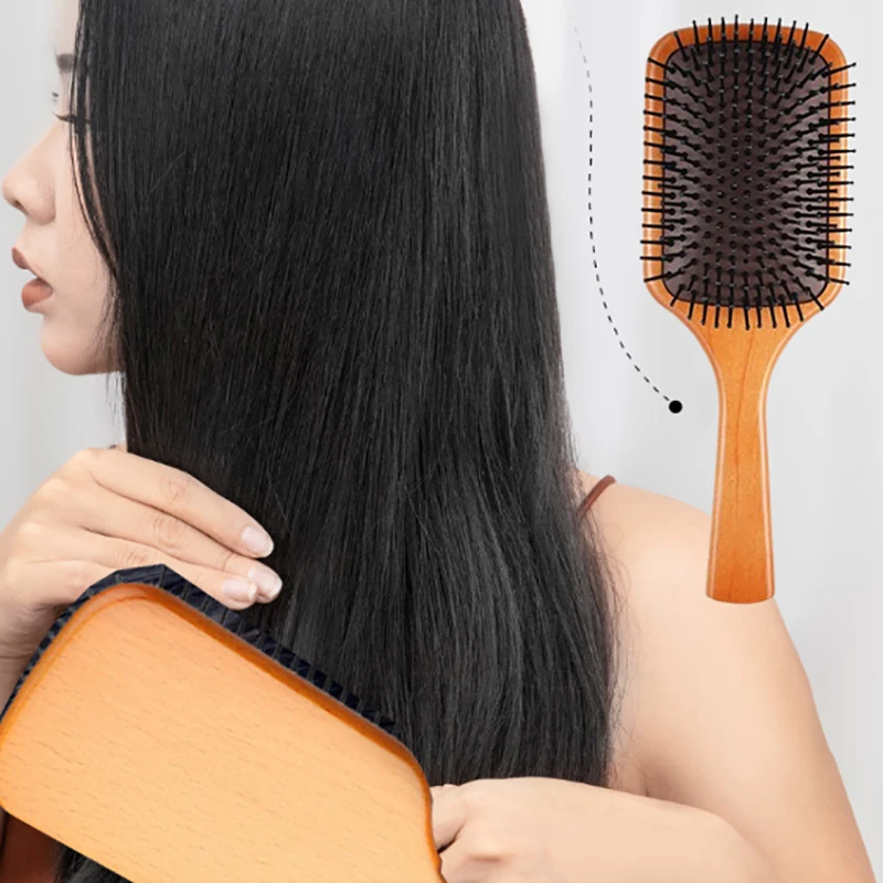 Wooden Airbag Massage Comb Scalp Care Female Curly Hair Household High-grade Anti-static Hair Loss Large Board Air Cushion Comb