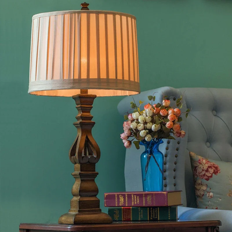 American Vintage Retro Floor Lamp with Remote Control Resin Iron Art Decorative Corner Standing Lamp Bedroom Living Room Study