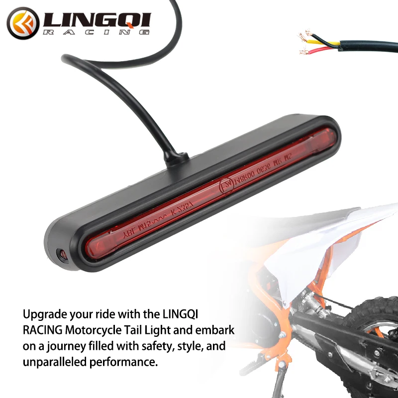 LINGQI RACING Motorcycle Taillights Brake Lights Turn Signal Lamp LED Strips Rear Stop Warning For ATV Kart Dirt Bike Universal