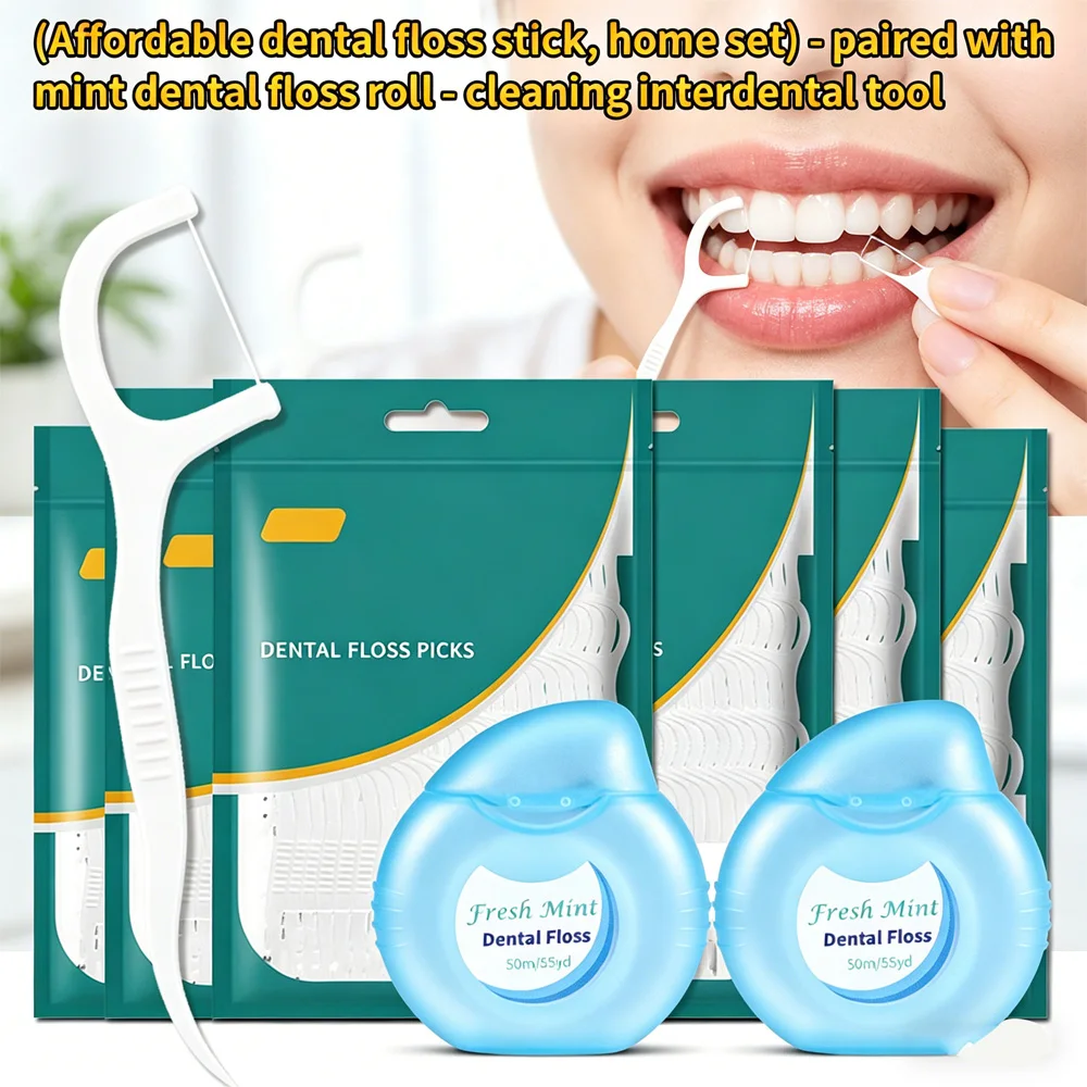 

Family & Portable Pack Dental Floss Picks, High Tension Unbreakable Floss Sticks, Interdental Teeth Cleaning Tool Better Than To
