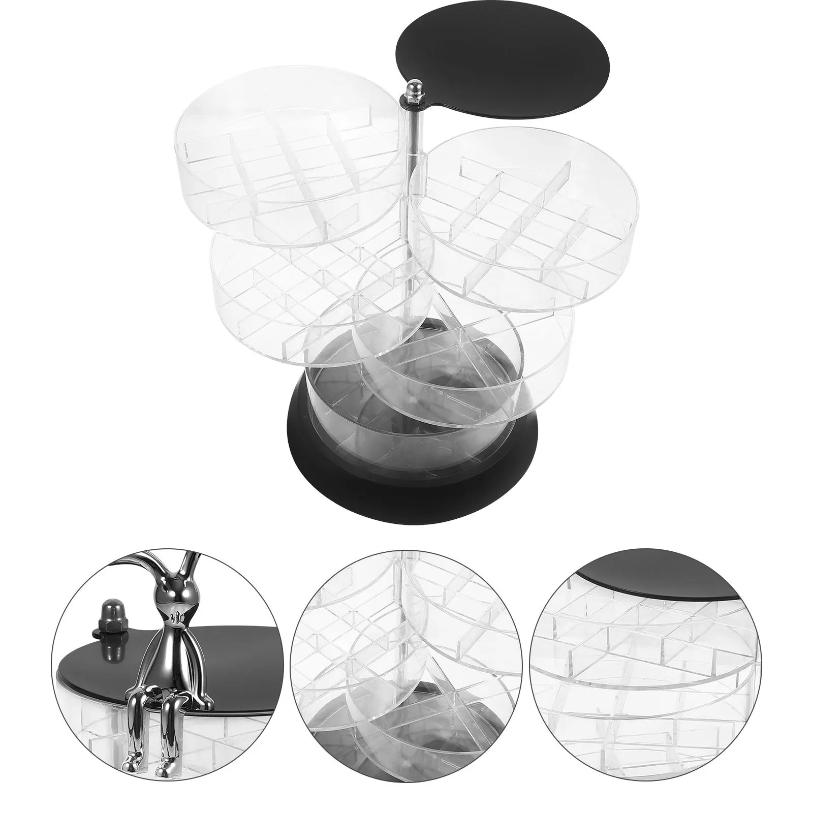 Konijn Sieradendoos Meerlaags Raster Opbergdoos Voor Make-up Lippenstiften Oorbellen Kettingen Ringen Organizer Desktop