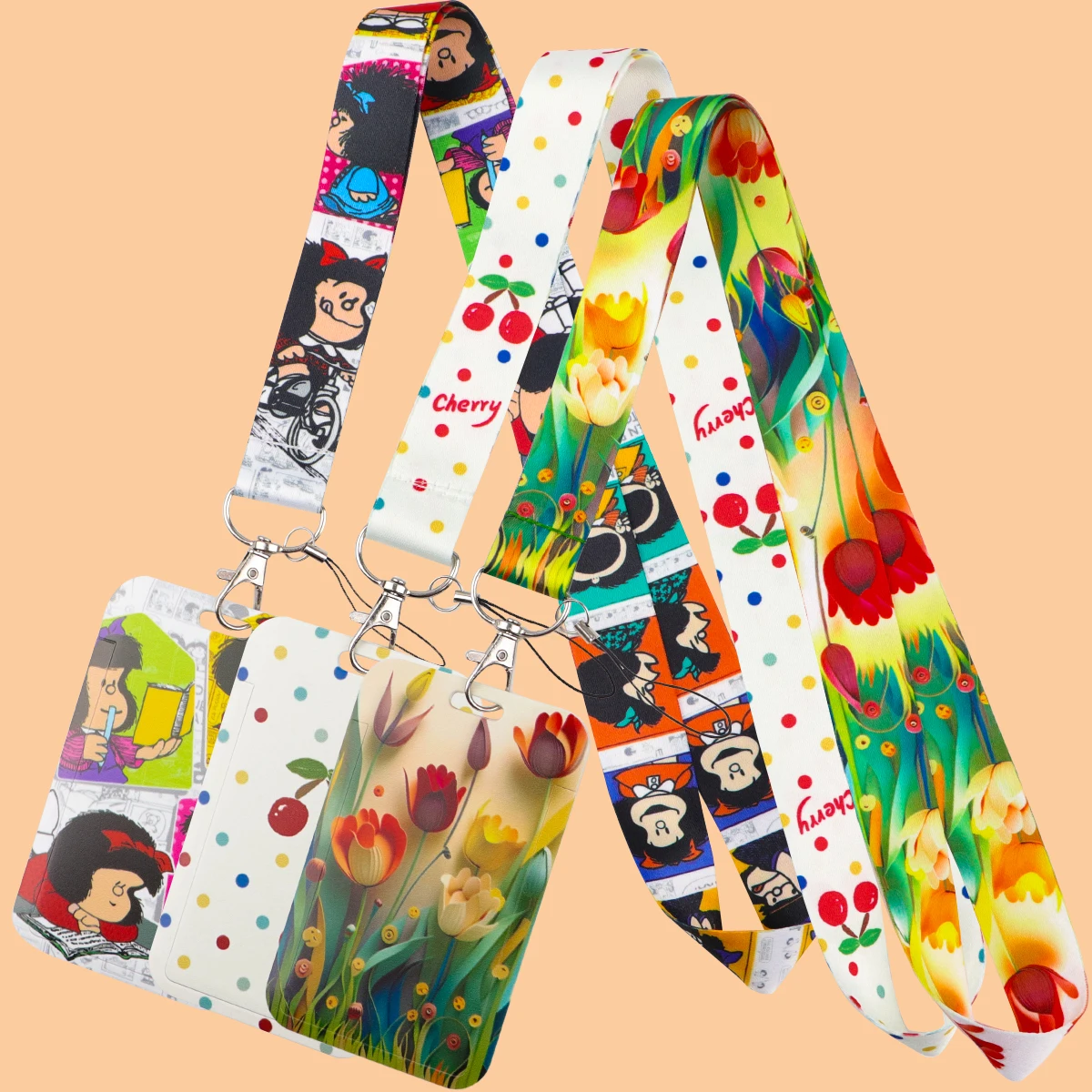 Cute Manga Girl Lanyards For Keys Neck Strap ID Credit Card Cell Phone Strap Badge Holder Hang Rope Keychain Accessories Gifts