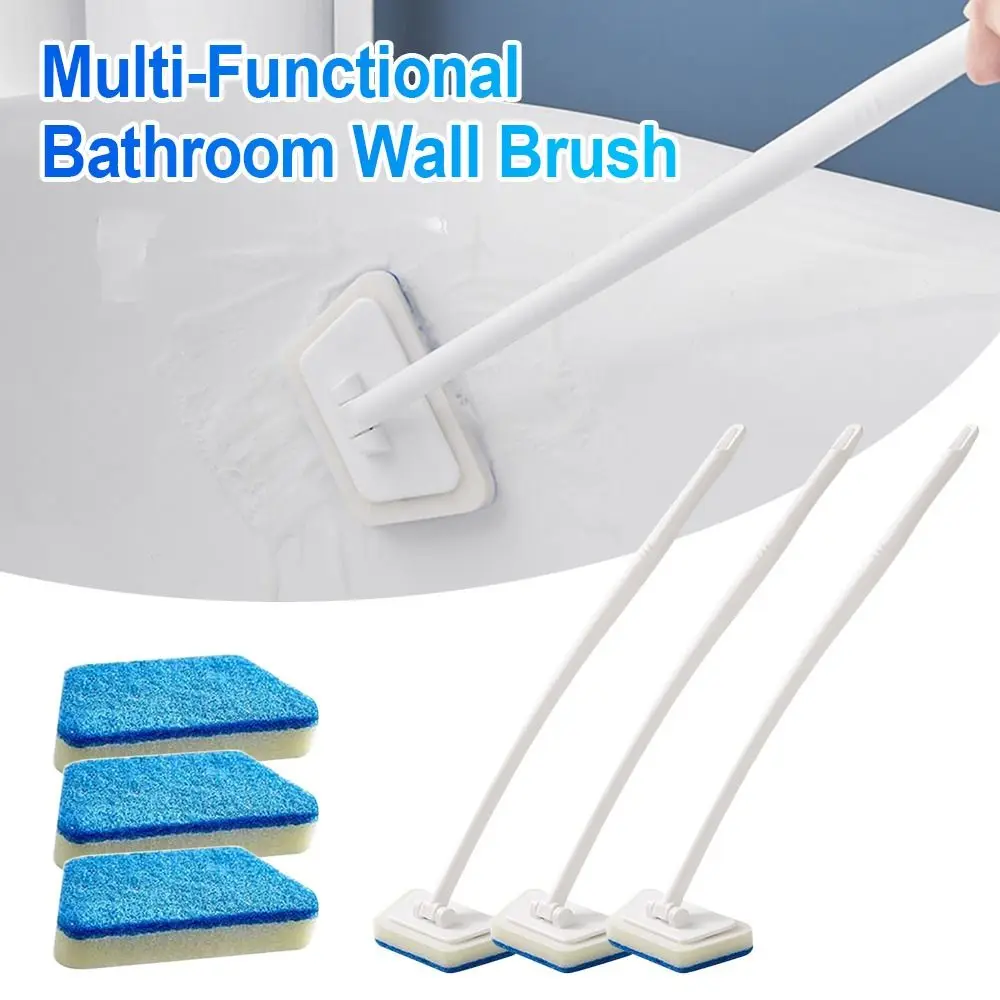 Multi-Functional Bathroom Wall Brush Long Handle Household Floor Bathtub Brushes Ceramic Tile Sponge Cleaning Brush Removable