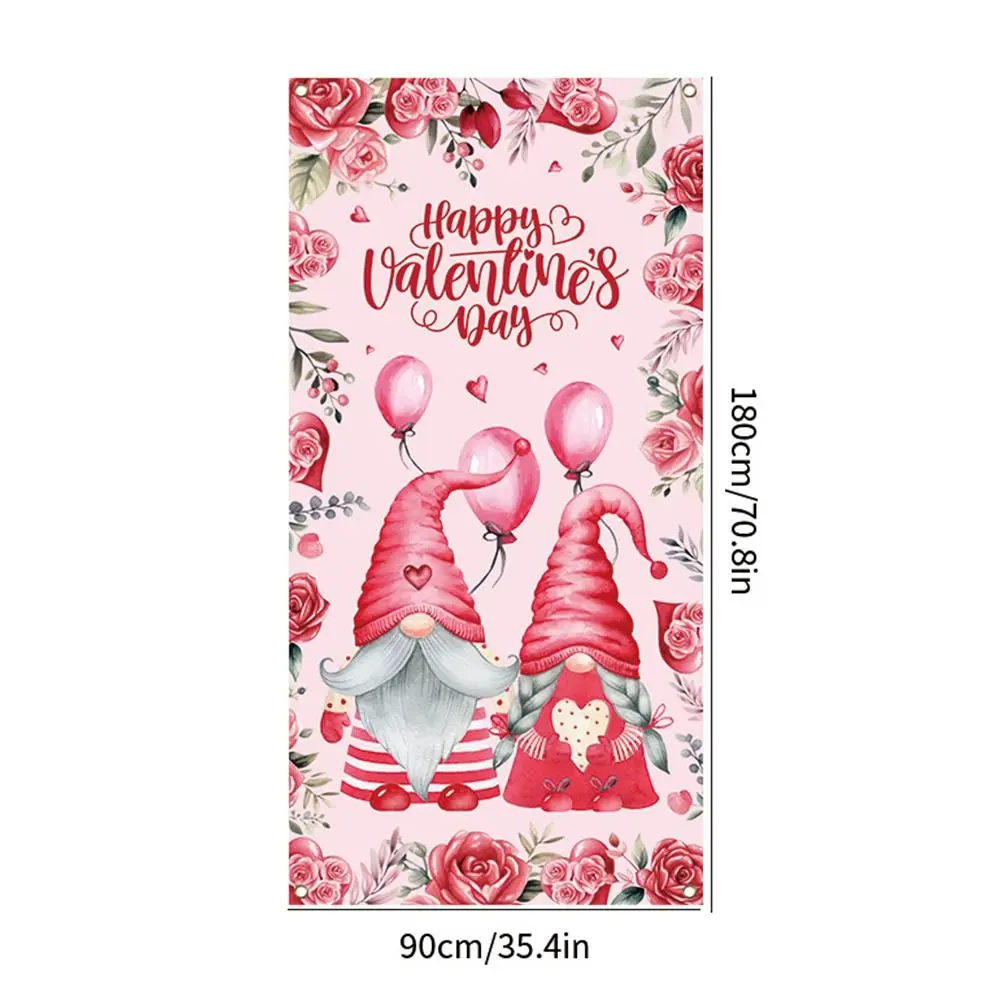 Romantic Valentine's Day Photography Backdrop Celebrate Polyester Pink Dwarf Background 180x90cm Porch Hanging Flag