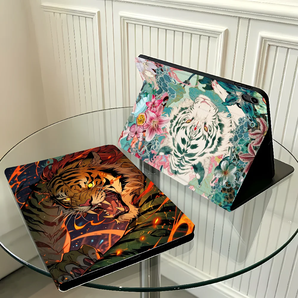 Flame Roaring Tiger Case for Apple iPad Pro11 13 Air 11 13 M4 M3 M2 A16 2026 10th 7/8/9th with Pencil Slot Air 4/5/6th