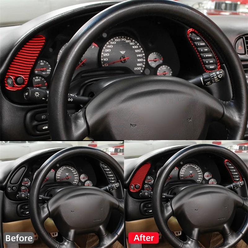 For Chevrolet Corvette C5 1998-2004 Accessories Carbon Fiber Interior Car Speedometer Both Sides Button Trim Cover Frame Sticker