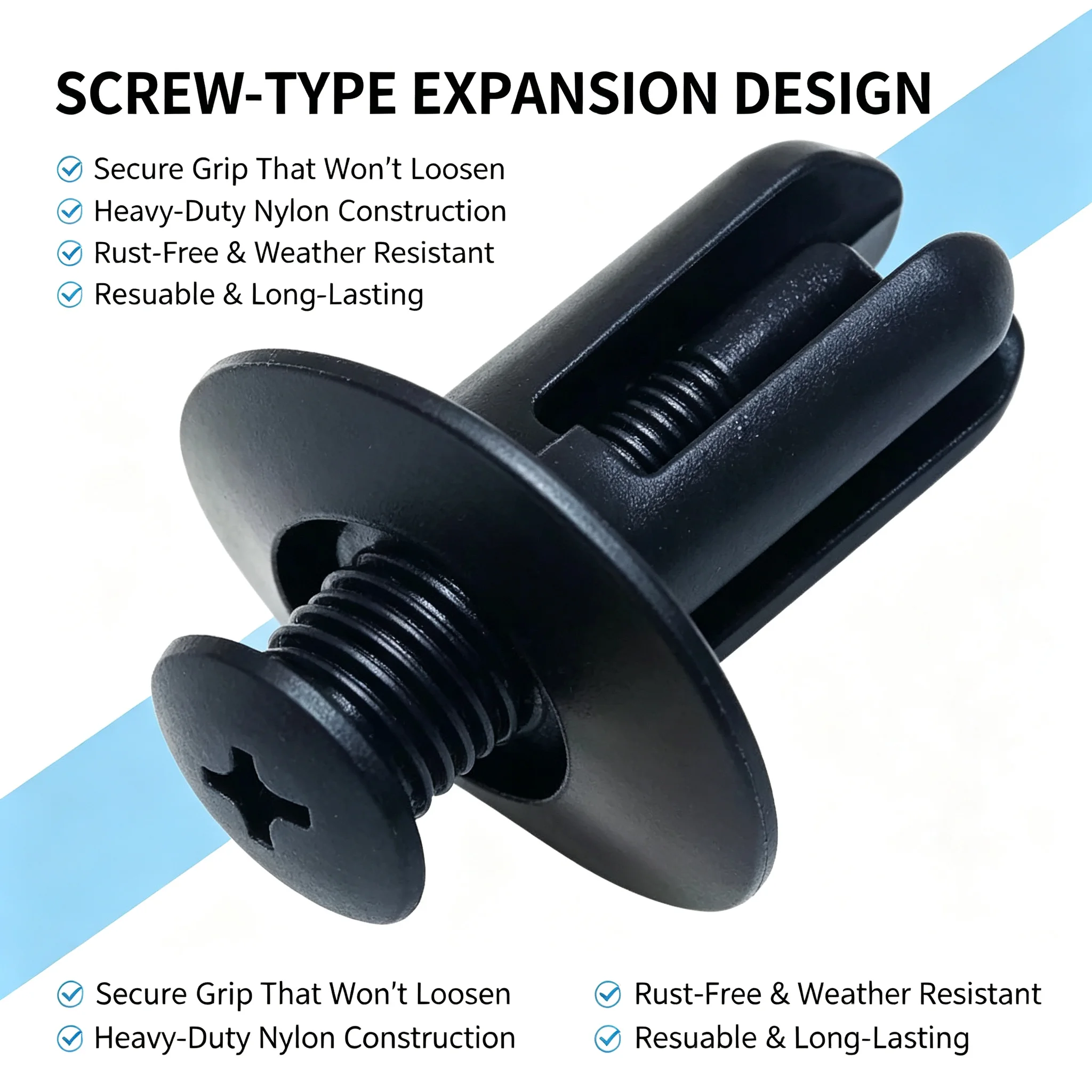 Universal Car Expansion Screw Clips 6-8mm Auto Fender Liner Mud Flap Bumper Retainer Fastener Plastic Rivets for Most Models