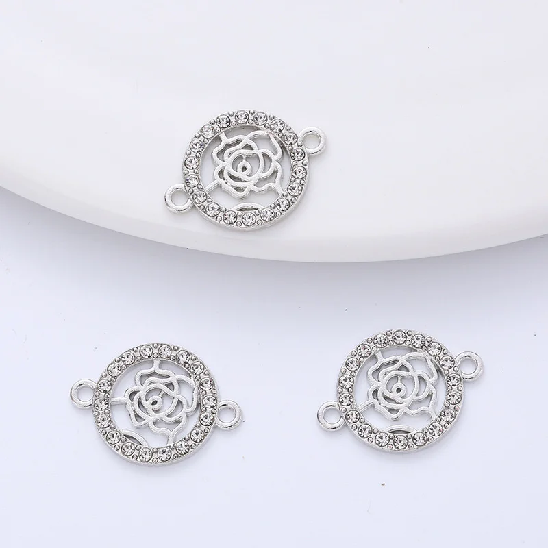 10pcs Crystal Flower Pendant Connector for Jewelry Making Charm for Bracelet Necklace Earring DIY Handmade Jewelry Findings