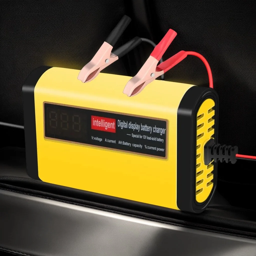 

Full Automatic Car Battery Charger, Digital LCD Display 2A Fast Charging 3 Stages for Lead Acid AGM GEL Battery